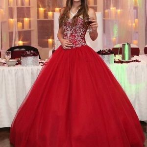 Red/Deep Fuchsia Sweet 16 Dress